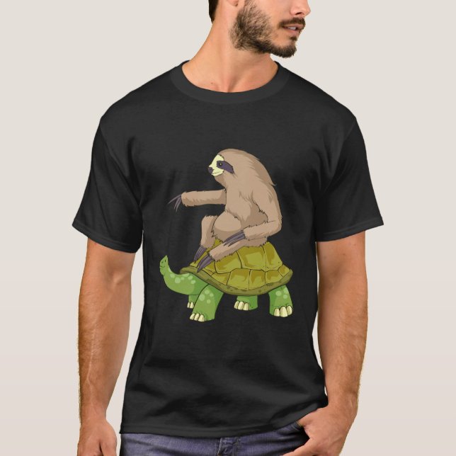 Camiseta Espuma montando una tortuga graciosa (Anverso)