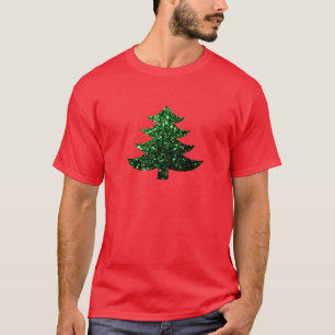 Camiseta Espumoso árbol de Navidad verde chispas