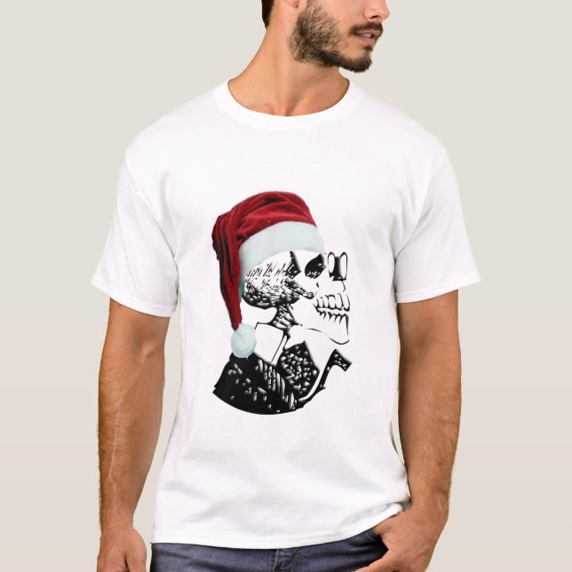 Camiseta esquelética del gótico del navidad de (Anverso)