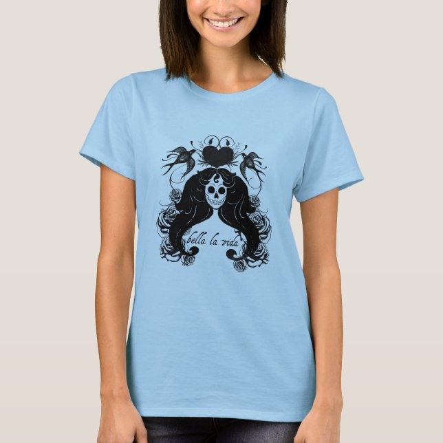 Camiseta esquelética del tatuaje de Vida del la de (Anverso)