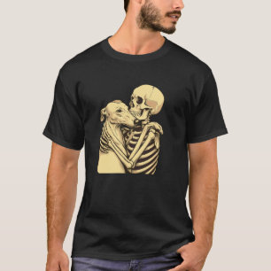 Camiseta Esqueleto Abrazando Perro Galgo Halloween