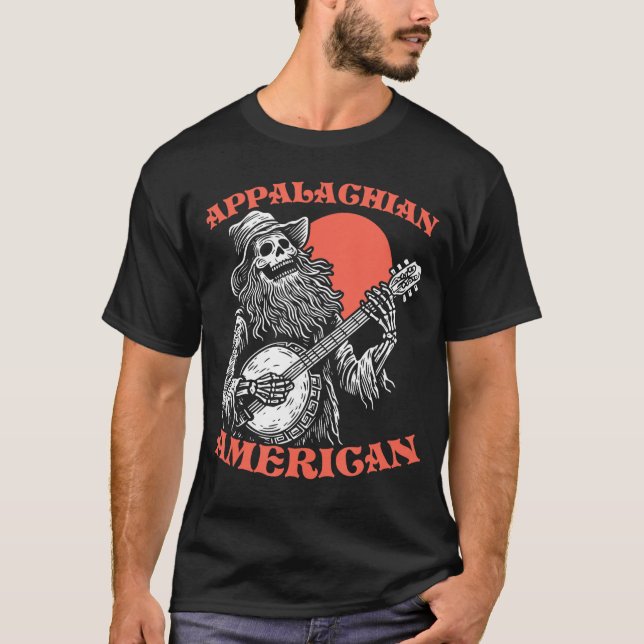 Camiseta Esqueleto americano de los Apalaches tocando el ba (Anverso)