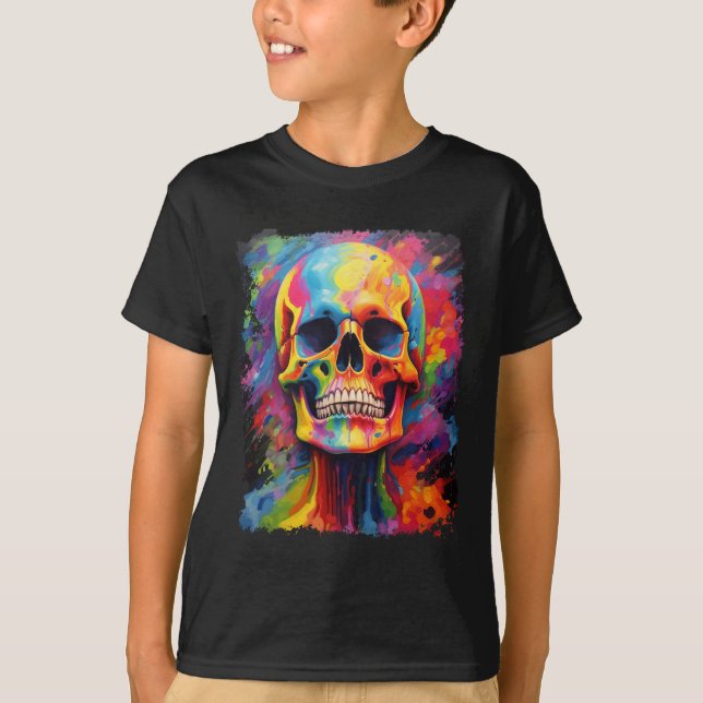 Camiseta Esqueleto arcoiris Anatomía asusta Halloween (Anverso)
