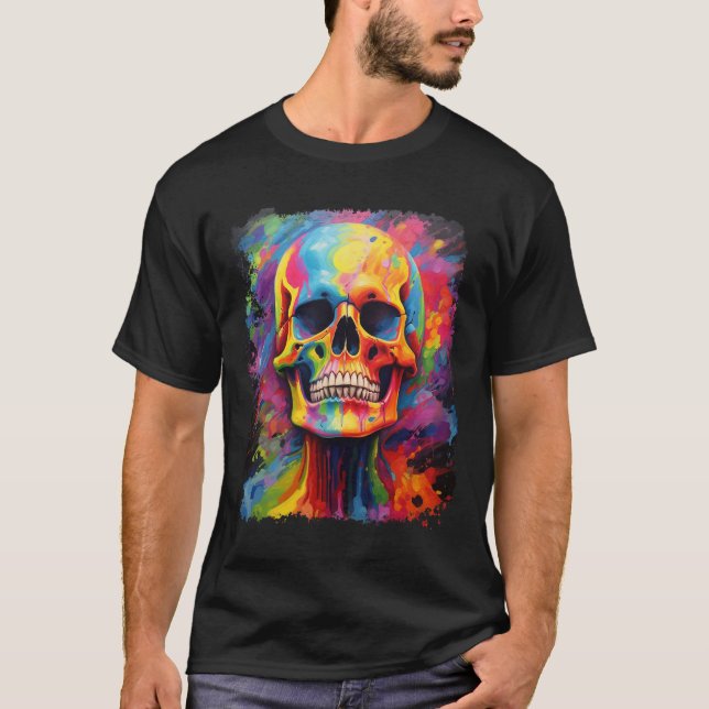 Camiseta Esqueleto arcoiris Anatomía asusta Halloween (Anverso)