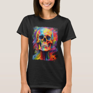 Camiseta Esqueleto arcoiris Anatomía asusta Halloween