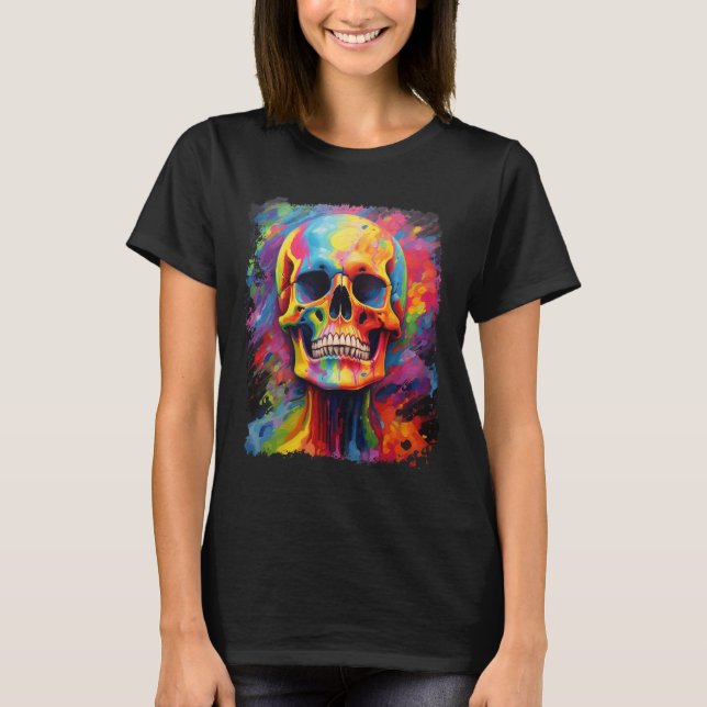 Camiseta Esqueleto arcoiris Anatomía asusta Halloween (Anverso)