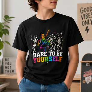 Camiseta Esqueleto Arcoíris Atrévete a Ser Tú Mismo