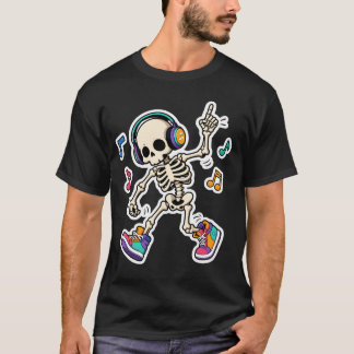 Camiseta Esqueleto bailando con auriculares