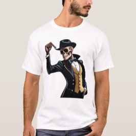 Camiseta Esqueleto bailando en Guay con un blanco gorra neg