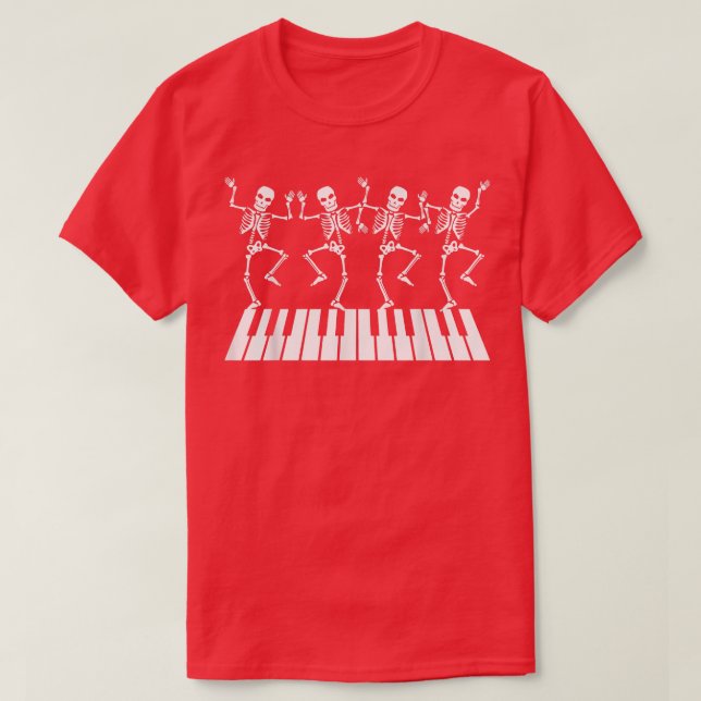 Camiseta Esqueleto bailando en Piano T  (Diseño del anverso)