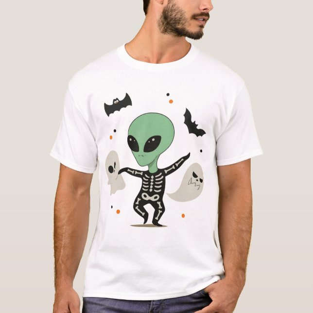 Camiseta Esqueleto bailarín de Alien con Ghosts Halloween (Anverso)