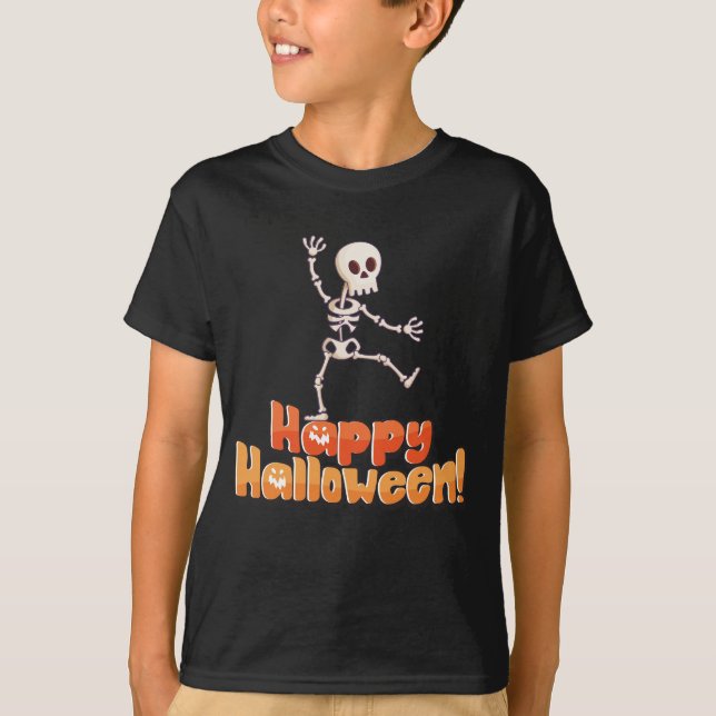 Camiseta Esqueleto bailarín "Halloween feliz" (Anverso)