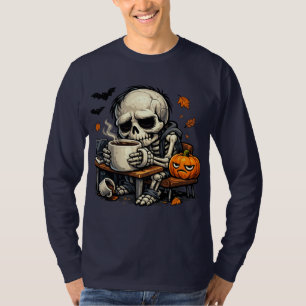 Camiseta Esqueleto bebe cerveza de otoño