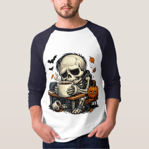 Camiseta Esqueleto bebe cerveza de otoño