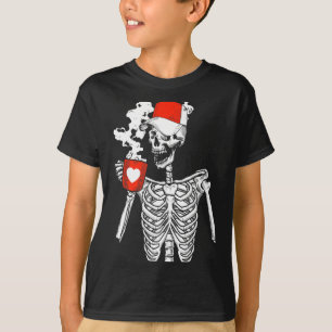 Camiseta Esqueleto bebiendo café Día de San Valentín Cráneo