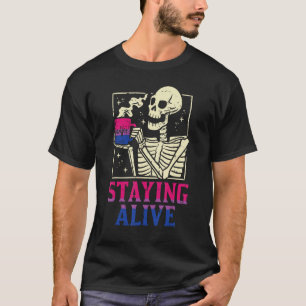 Camiseta Esqueleto bisexual en vivo Bandera del Orgullo Lgb