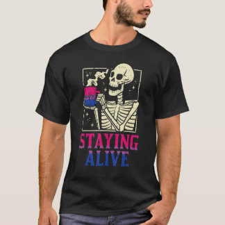 Camiseta Esqueleto bisexual en vivo Bandera del Orgullo Lgb
