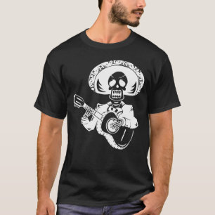 Camiseta esqueleto blanco feliz cinco de mayo mariachi