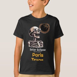 Camiseta Esqueleto Bonito Eclipse Solar París Texas