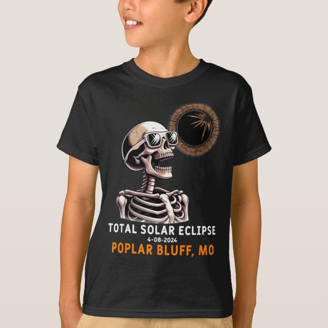 Camiseta Esqueleto Bonito Eclipse Solar Poplar Bluff (Anverso)