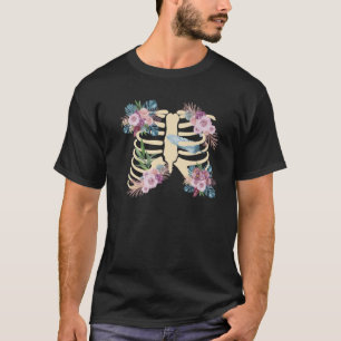 Camiseta Esqueleto botánico Cottagecore Rib Humano Boho Wit