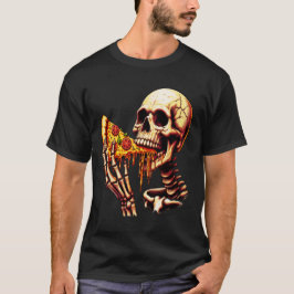 Camiseta Esqueleto comiendo pizza