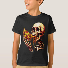 Camiseta Esqueleto comiendo pizza