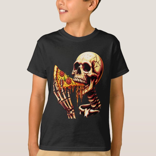Camiseta Esqueleto comiendo pizza (Anverso)