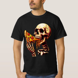 Camiseta Esqueleto comiendo pizza