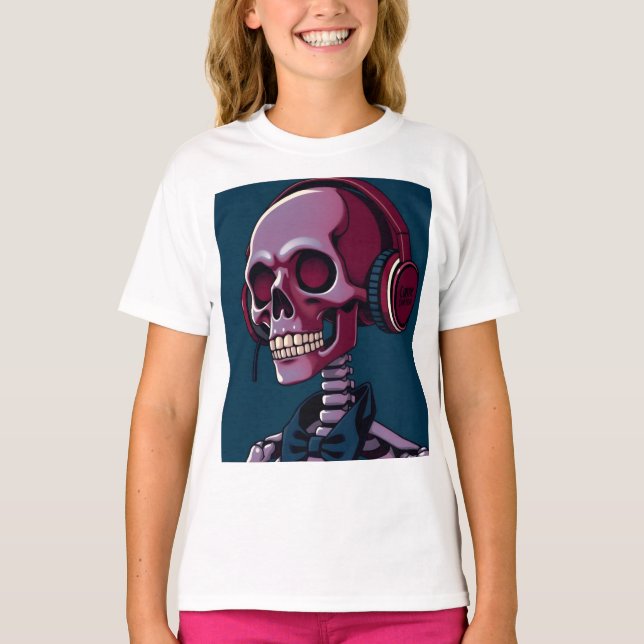 Camiseta Esqueleto con auriculares (Anverso)