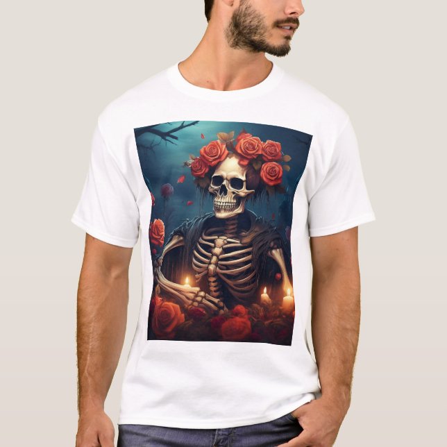 Camiseta Esqueleto con corona de Rosas (Anverso)