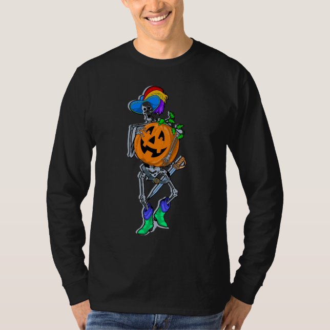 Camiseta Esqueleto con la calabaza (Anverso)