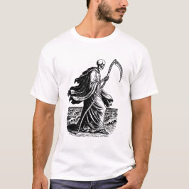 Camiseta esqueleto con la guadaña en el mar