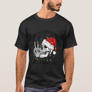 Camiseta Esqueleto Con Luces De Navidad De Santa Hat Muerta