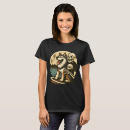 Camiseta Esqueleto con Perro en Arte de Terror del Lago Emb