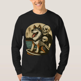Camiseta Esqueleto con Perro en Arte de Terror del Lago Emb