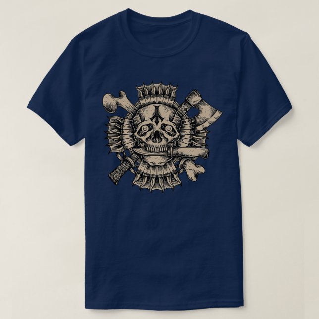 Camiseta Esqueleto con un cuchillo en grabado (Diseño del anverso)