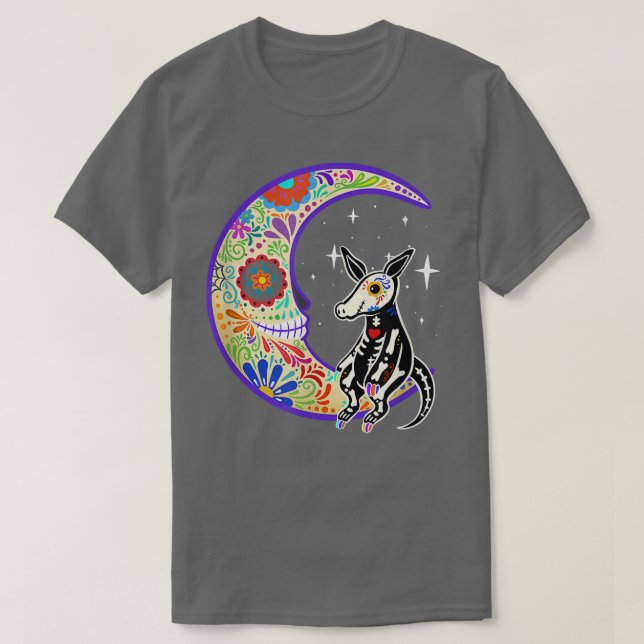 Camiseta Esqueleto de Aardvark Dia de Los Muertos  (Diseño del anverso)