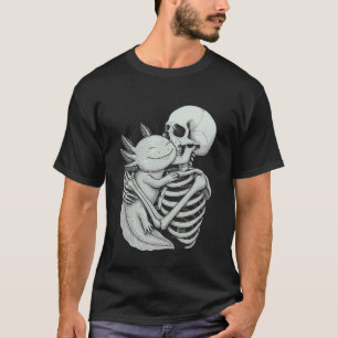 Camiseta Esqueleto de Ajolote Abrazo Amante de Mascotas de