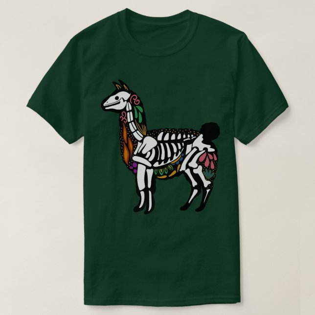 Camiseta Esqueleto de Alpaca Llama, Halloween  (Diseño del anverso)