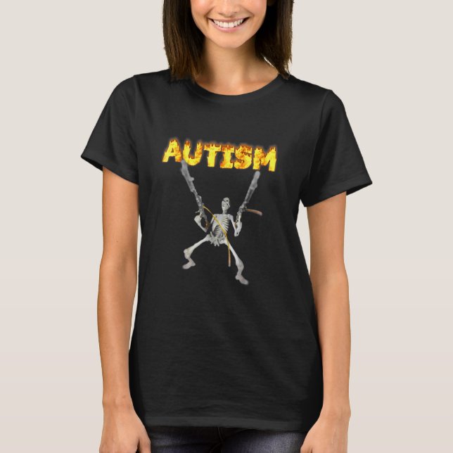 Camiseta Esqueleto de autismo Divertido Extrañamente Especí (Anverso)