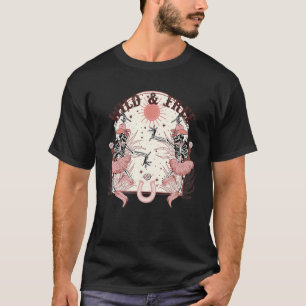 Camiseta Esqueleto de baile de cowgirl occidental Wild and 