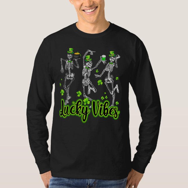 Camiseta Esqueleto de baile irlandés Lucky Vibes St Patrick (Anverso)