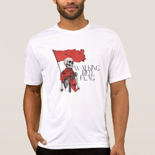 Camiseta Esqueleto de bandera roja caminando Humor minima
