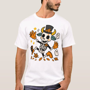 Camiseta Esqueleto de Cabra Espeluznante y Lindo con Sombre