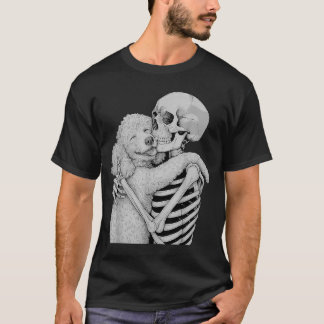 Camiseta Esqueleto de Caniche Abrazo Amante de Perros Hallo
