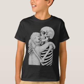 Camiseta Esqueleto de caniche abrazo Halloween amante de lo
