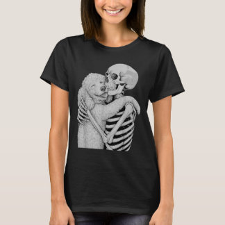 Camiseta Esqueleto de caniche abrazo Halloween amante de lo