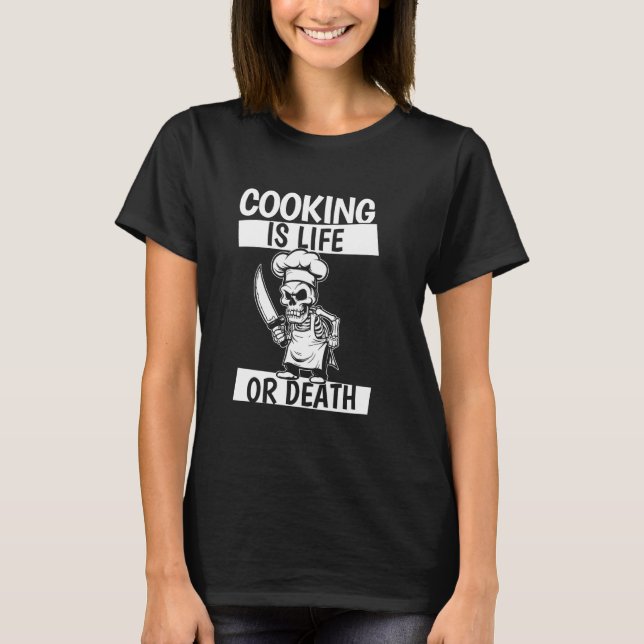 Camiseta Esqueleto de Chef - Cocina de Cocina Gastronómica  (Anverso)