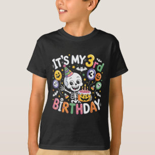 Camiseta Esqueleto de cumpleaños número 3 de Halloween Niño